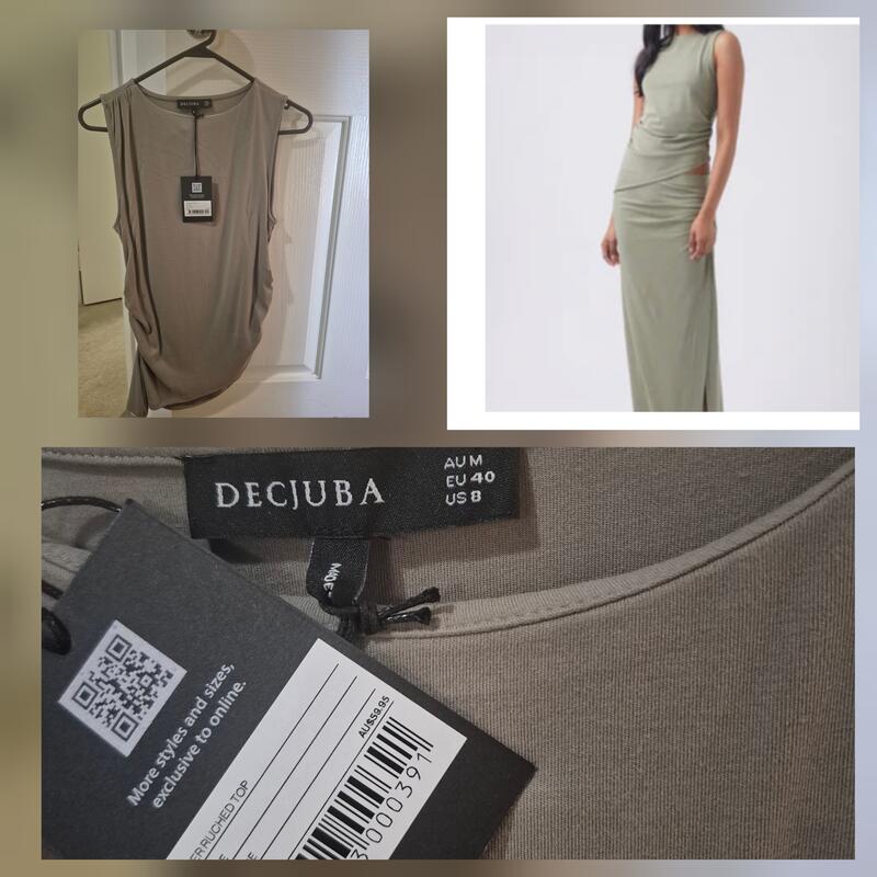 Decjuba Ruched Top - Sage Size Medium